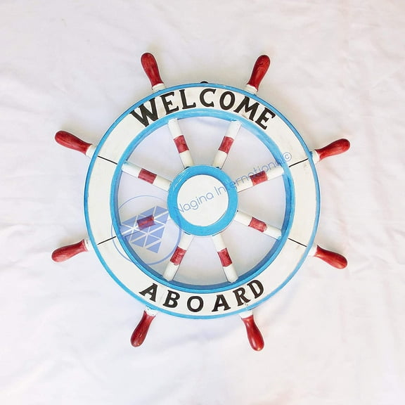 Nagina International 24" Nautical Decor Ship Wheel Welcome Aboard - Pirate Home Decorative Wall Hanging