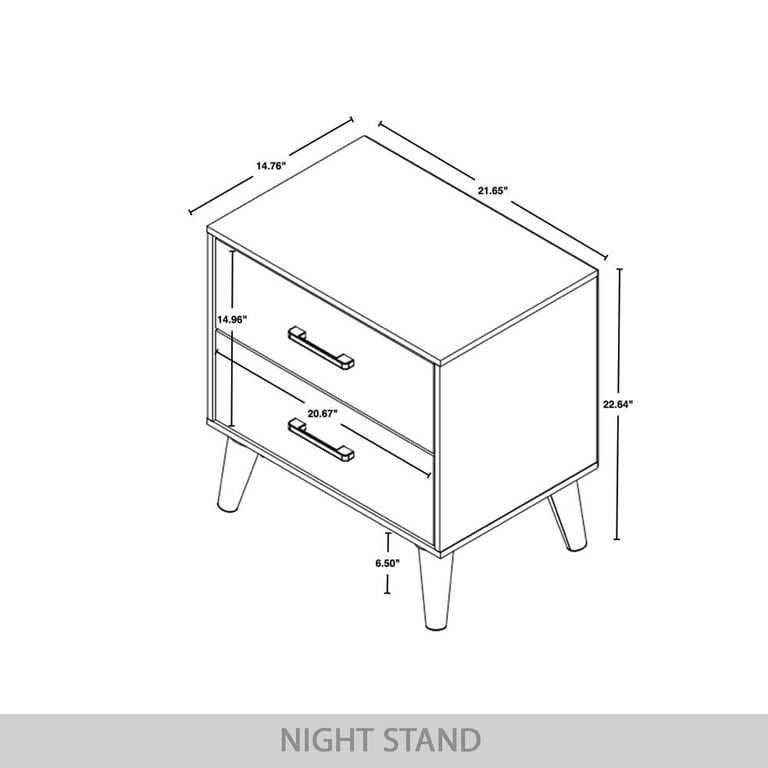 Castle Place Rustic 2-Drawer Wooden Nightstand, Brown photo 5