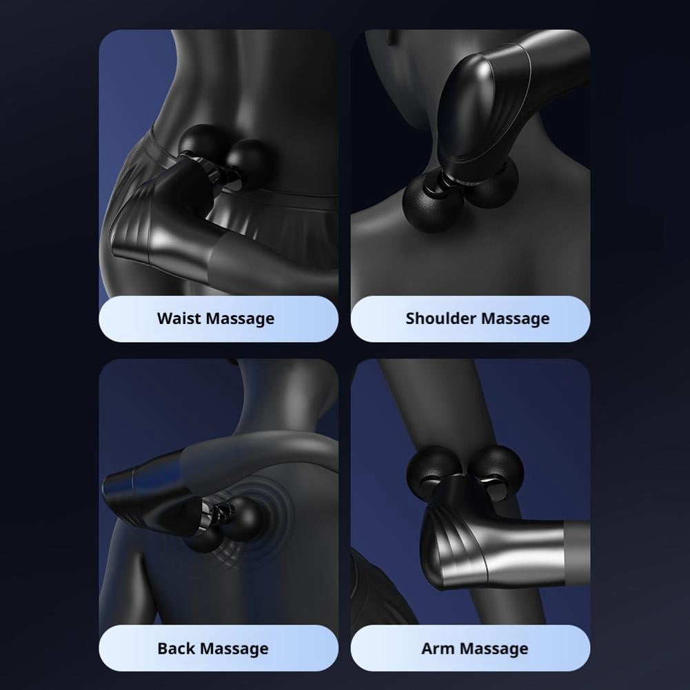 Massager with Extension Handle, Dual-Head Percussion Muscle Massager with 12 Speeds, Deep Tissue Massager for Back Shoulders Neck Waist Legs, Type-C Rechargeable Gift for Men Women