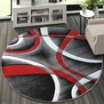 thumbnail image 3 of Masada Rugs High Quality Hand Carved Area Rug Modern Contemporary Red White Grey Black (8 Feet X 8 Feet) Round, 3 of 7