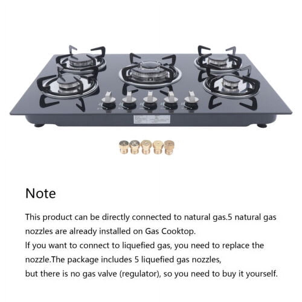 5 Burner Built-In Stove Top Gas Cooktop LPG/NG Gas Cooking Easy to Clean