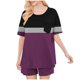 thumbnail image 4 of Conjunto de Pijama de las Mujeres de Moda Casual Color Sólido Manga Corta Cuello Redondo Top Y Pantalones, 4 of 6