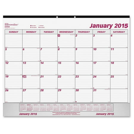 - Brownline Vinyl Strip Monthly Desk Pad - Julian - Daily, Monthly - 1 Year - January 2018 till December 2018 - 1 Month Single Page Layout - 22