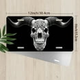 thumbnail image 2 of License Plate, Flower adorned Skull Decorative Front,Personalized Stainless Steel License Plate Cover For Men Women,12.2" X 6.2", 2 of 6