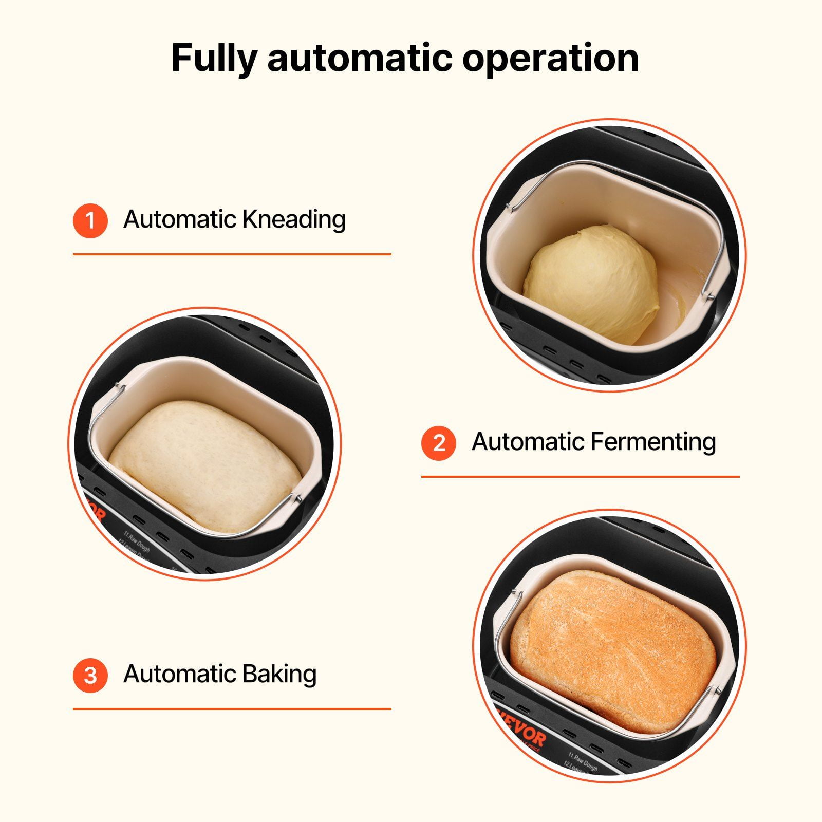 19 in 1 bread maker, 2 lbs of dough, gluten free, ceramic non-stick pan, programmable 3 bread sizes and 3 crust colors