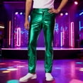 thumbnail image 2 of Mens Thermal Pants Metic Disco Shiny Straight Leg Party Dance Men Warm Jeans,Green,2XL, 2 of 4