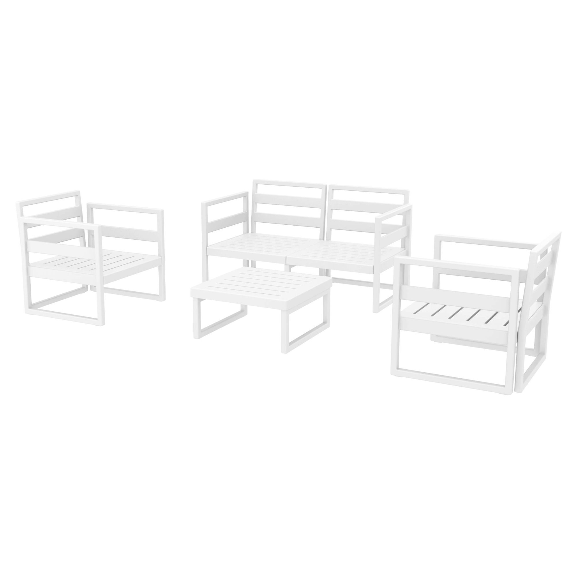 4 Piece White Outdoor Patio Lounge Set with Natural Sunbrella Cushion 54.5" - image 2 of 3