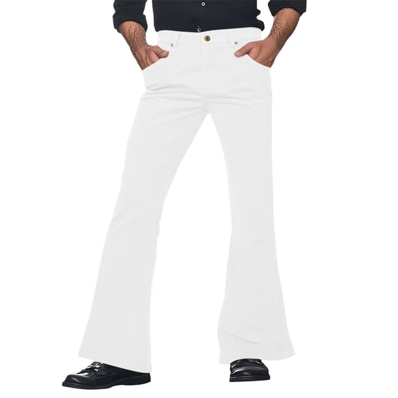 QHFBli Mens Corduroy Vintage Bell Bottom Pants 70s,Disco Stretchy Flared Pants Fit 60s 70s Outfits for Men,Mens Bell Bottom Jeans