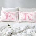 thumbnail image 4 of Pink Bow Bed Sheet Set ,Princess Style Bowknot Love Hearts Girly Fairy Sheets Set,Initial Letter E Chic Romantic Sheet Sets with Deep Pocket,Top Flat Sheet,Twin Size, 4 of 6