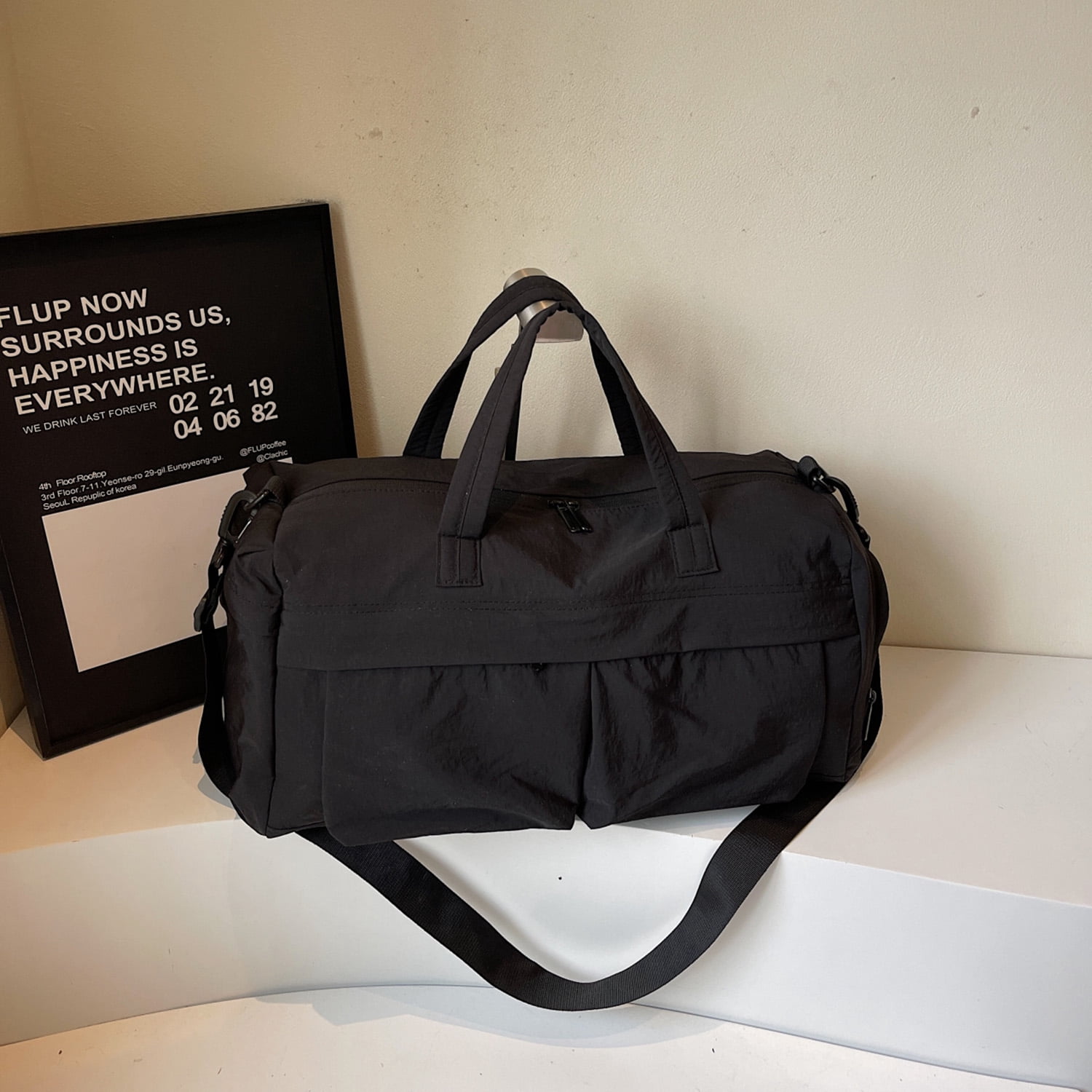 URSOFINE Travel Duffle Bag with Shoes Compartment, Overnight Weekender Bag with Wet Pocket, Small Gym Bag for Women and Men, Luggage Bag with Trolley Sleeve for Airplane