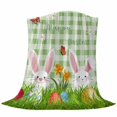 thumbnail image 6 of Easter Bunny Blanket Soft Cozy Warm Throw Blanket for Couch, Plush Fuzzy Flannel Fleece Blankets for Sofa, Spring Easter Eggs Floral Sage Green Plaid Bed Blankets Lightweight Gifts for Women, 40"x60", 6 of 9