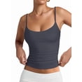 thumbnail image 3 of Womens Adjustable Camisole Sleeveless Square Neck Spaghetti Strap Tank Tops Basic Shirt Dark Gray XS, 3 of 8
