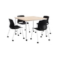 thumbnail image 2 of KFI Dailey 42in Square Dining Set - Natural/White Table - Black Chairs w/Casters, 2 of 3