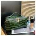 thumbnail image 2 of Luxury cosmetic bag with gold zipper - Elegant white cosmetic organizer with top handle closure, spacious interior, suitable for travel, everyday use, and special occasions - Durable synthetic leathe, 2 of 20