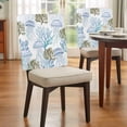 thumbnail image 4 of Summer Ocean Coral Jellyfish Chair Covers Set of 6 Nautical Coastal Watercolor Blue Sea Chair Back Covers Stretch Removable Washable Slipcovers Protector for Dining Room Kitchen Party Decor, 4 of 9