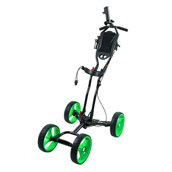 Colaxi Golf Cart Golf Bag Carrier Cart Folding 4 Wheeled Compact Aluminum Alloy Golf Pull Cart with Umbrella Stand Golf Push Trolley