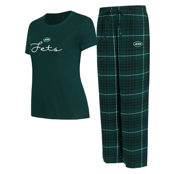 Women's Concepts Sport New York Jets Vector Top & Flannel Pants Sleep Set