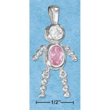 Sterling Silver October Cubic Zirconia BirthStone Boy Pendant