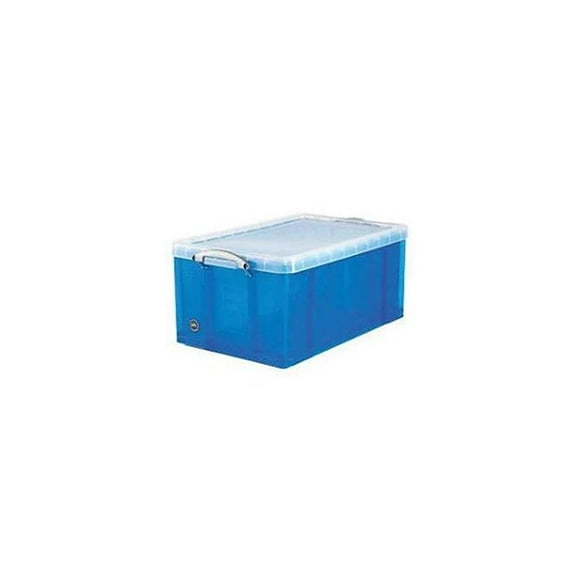 Really Useful Box 64L TBL 64 Liter Snap-Lid Storage Bin, Transparent Blue