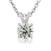 3/4 Carat Colorless Diamond Solitaire Necklace in 14 Karat White Gold for Women