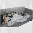 thumbnail image 6 of Indie Soft Flannel Fleece Blanket, Hand Drawn Deer Portrait in a Nordic Style Knitted Sweater Hipster Christmas, Cozy Plush for Indoor and Outdoor Use, 50" x 70", Charcoal Grey White, by Ambesonne, 6 of 6
