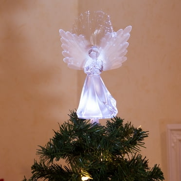 Alpine Corporation Angel Tree Topper with Fiber Optic Wings and LED Light