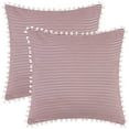 thumbnail image 2 of REGALWOVEN 1 Pair Striped Pillow Cover with Pom Pom Fringe for Home Decor Cushion Case Red 18" x 18", 2 of 6