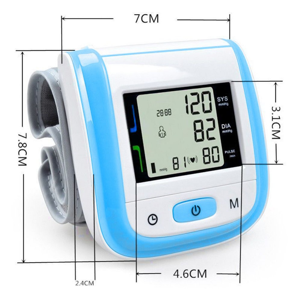Wrist Blood Pressure Monitor Tonometer LCD Digital Display Automatic Blood Pressure Meter Household Use Easy-Wrap Cuff - image 4 of 11