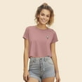 thumbnail image 3 of Dalix Ice Cream Embroidered Cropped Flowy Soft Cotton Short Sleeve T Shirt Womens in Mauve XL X-Large, 3 of 5
