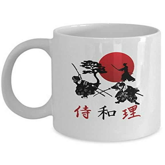 Samurai 11 oz Coffee Mug - Martial Arts Themed White Ceramic Gift