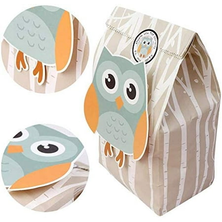 OurWarm 24pcs Woodland Party Favor Bags, 3D Animals Candy Treat Gift Bags With Thank You Stickers For Kids Woodland Animals Theme Baby Shower Birthday Party Decorations Supplies, 6 Styles
