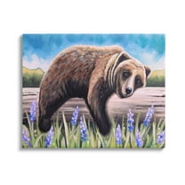 Stupell Industries Relaxing Bear Resting Tree Trunk Meadow Painting Gallery Wrapped Canvas Print Wall Art, Design by Elizabeth Tyndall