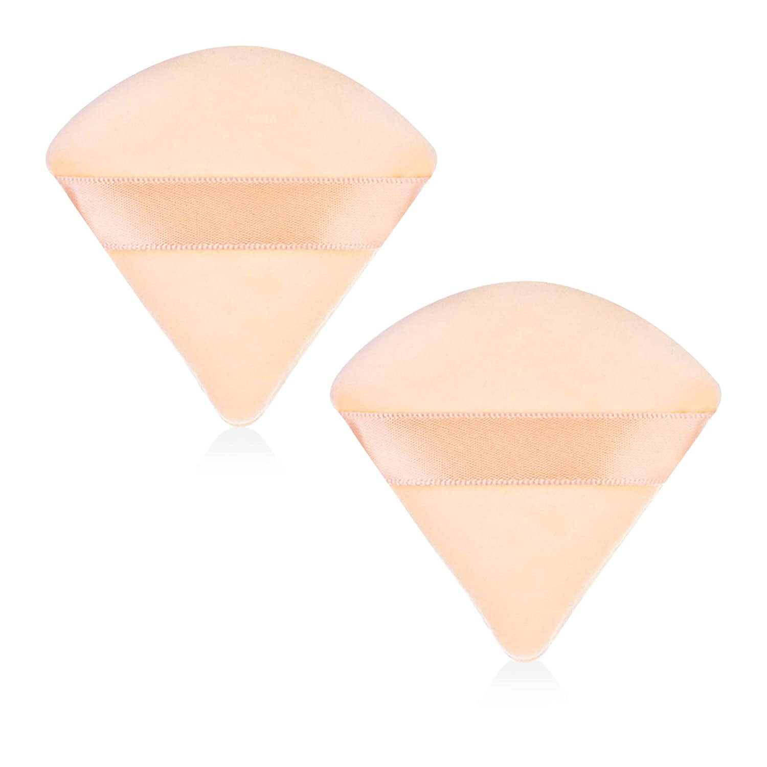 2 Pieces Triangle Powder Puff Face Makeup Sponge Wedge Shape with Strap