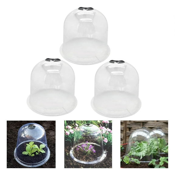 Limei 3 Pack Reusable Plant Protector Cover - Mini Greenhouse Plant Labels, Garden Cloche Dome Plant Bell Cover for Outdoors Plants (10.2" Diam. X 8.3" Height)
