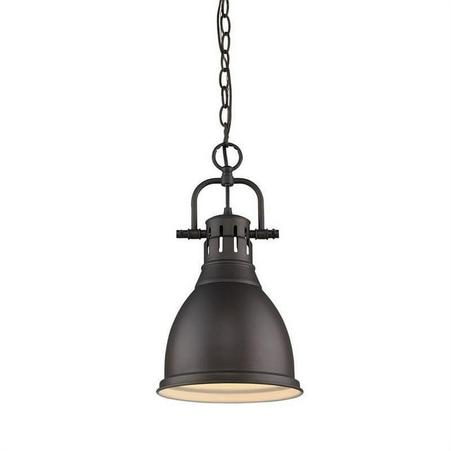 Duncan Pendentif Chaînette en Bronze Frotté avec Abat-Jour en Bronze Frotté