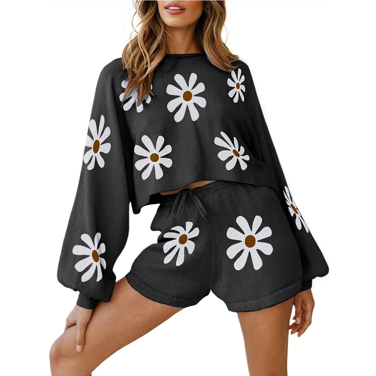 Women's 2 Piece Casual Outfit Set - Short Sleeve Crop Top And Shorts Tracksuit (Cotton, S-4XL)
