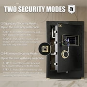 TigerKing Security Home Safe Box, 2.5 Cubic Feet Digital Safe with Keypad and Keys for Home, Heavy Duty Steel with Live Bolts, Black