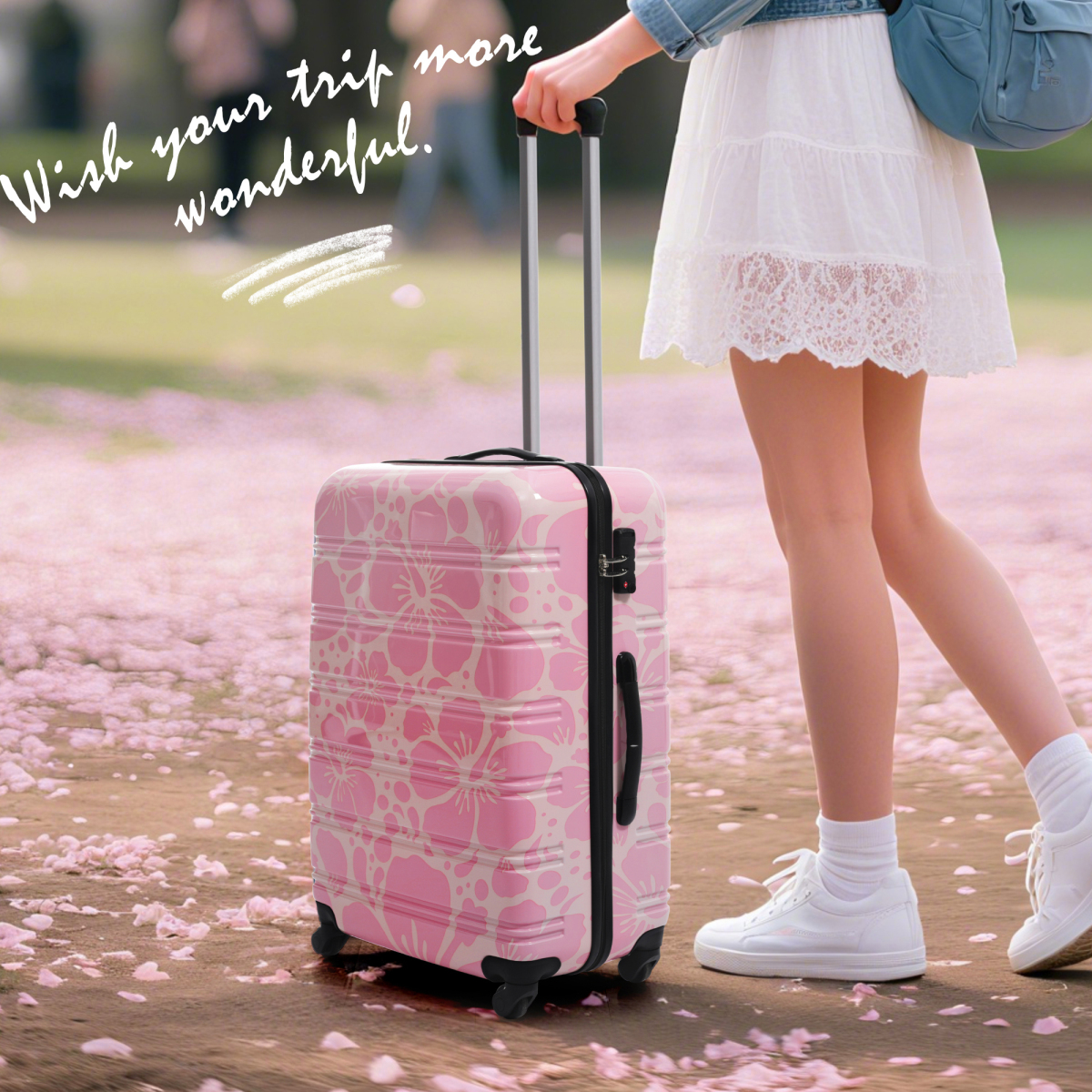 Hardshell Luggage Set 3 Piece Spinner Suitcase TSA Lock Lightweight Pink