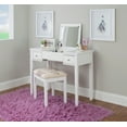 thumbnail image 5 of Linon Ramsey 2-Piece Vanity with Flip-Top Mirror Butterfly Upholstered Stool, White, 5 of 15