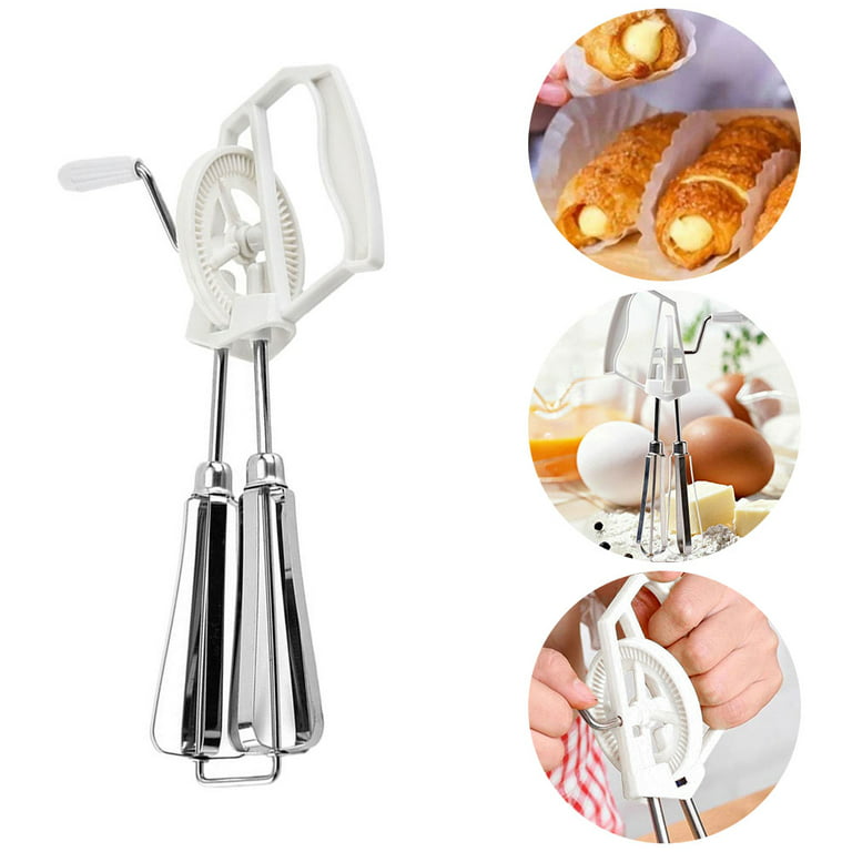 Rotary Egg Beater, Hand Crank Handheld Mixer Stainless Steel, Portable  Mixer with Plastic Handle Small Hand Mixer Manual Hand Mixer for Kitchen
