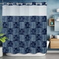 thumbnail image 2 of Abstract Art No Hook Shower Curtain with Snap in Liner Vintage Flowers Plants Lines Dark Blue Plaid Geometric Waterproof Bathroom Shower Curtain with See Through Top Window for Bathtub 72" x 78", 2 of 9