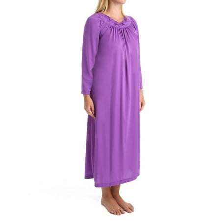 

Women s Shadowline 33280 Petals 53 Inch Long Sleeve Gown (Purple 2X)
