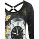 thumbnail image 3 of Camiseta de Talla Cruzada con Estampado de Mariposa Rosegal  Mangas largas de talla grande, 3 of 5