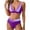 Purple, variant on Women's Colorblock Bikini Sets Deep V Neck Bralettes High Waisted Bottoms Bathing Suit Slimming Tummy Control 2 Pieces Swimsuit Yellow M