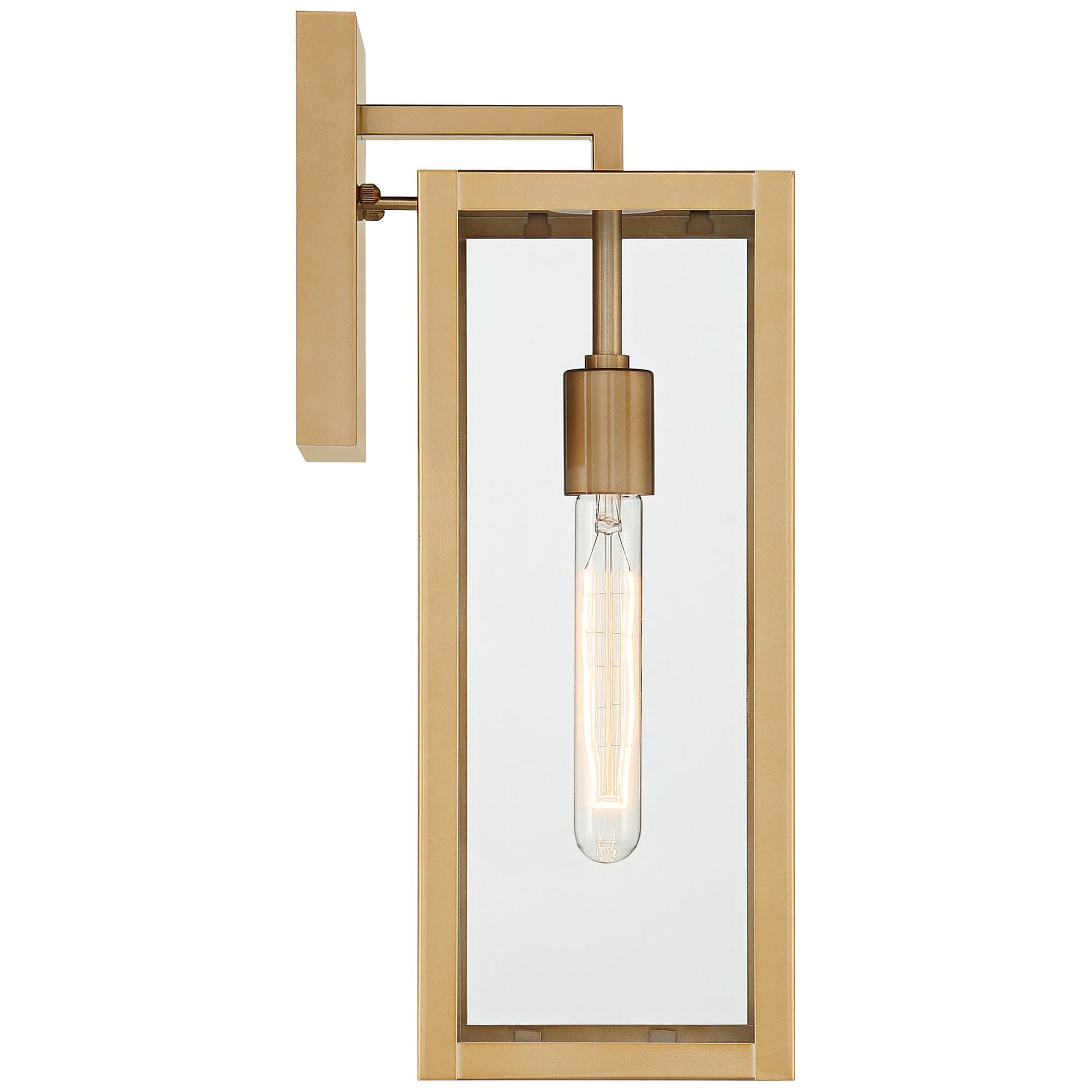 John Timberland Titan 17" High Modern Outdoor Wall Light Fixture Mount Porch House Edison Bulb Soft Gold Finish Clear Glass Shade
