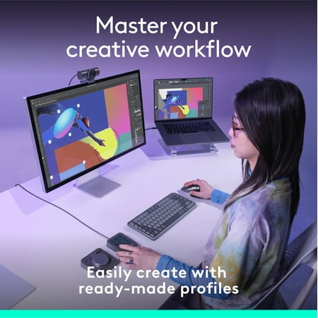 Logitech - MX Creative Console Programmable Keypad with 9 Customizable Keys & Control Dial for Graphic Design, Video Editing, more - Graphite