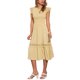 thumbnail image 2 of Vestido Midi Boho Chic de Verano para Mujer con Mangas de Volante, Encaje, Fruncido y Volantes, Fluido para Playa, Color Amarillo, 2 of 6