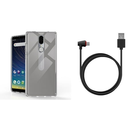 BC AquaFlex Series Compatible with Coolpad Legacy (2019) Case Bundle: Slim Reinforced Shockproof TPU Cover (Crystal Clear), Right Angle Flexible USB Type-C Charger Cable (4 Feet) and Atom (Best Cable Series 2019)
