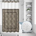 thumbnail image 2 of No Hook Shower Curtain, Grey Boho Shower Curtains for Bathroom with See Through Top Window, Vintage Ethnic Tribe Abstract Art Floral Waterproof & Washable Bath Curtain Small Stall 36"x78", 2 of 9