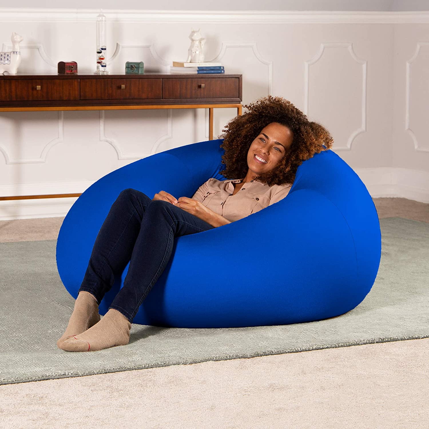 Jaxx Nimbus Spandex Bean Bag Chair for Adults-Furniture for Rec, Family Rooms and More, Large, Royal Blue
